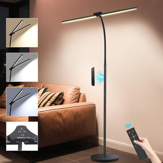Dual Head LED Floor Lamp, 24W 2400LM with Remote Control