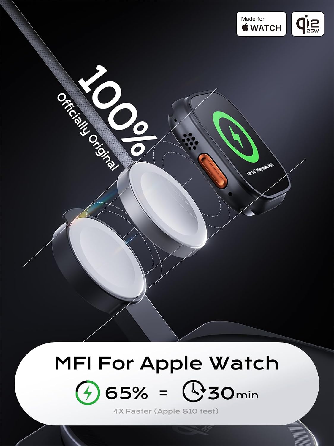THREEKEY 3 in 1 Qi2 Wireless Charging Station, 25W Magnetic Charger with MFi-Certified Apple Watch Module for iPhone 17/16/15/14/13/12, AirPods, Pixel 10 Pro XL, 45W Adapter