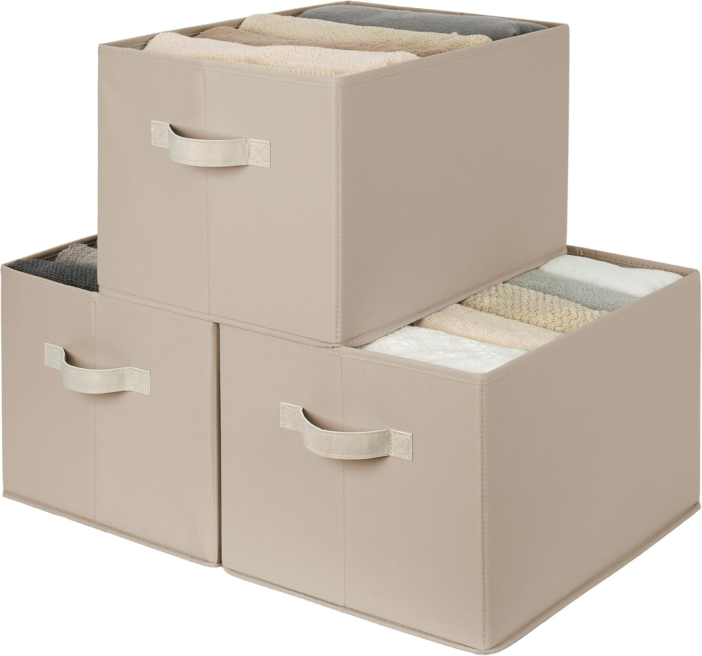 StorageWorks Storage Baskets for Shelves, Light Brown, Extra Large, 3-Pack | Closet Storage Bins, Closet Organization and Storage Bins, Fabric Organizer Baskets for Clothes