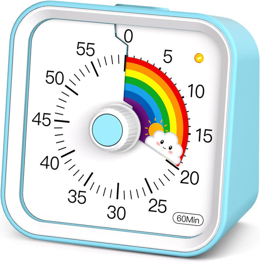 Visual Timer for Kids, Rainbow Timer with Pause Function, Blue