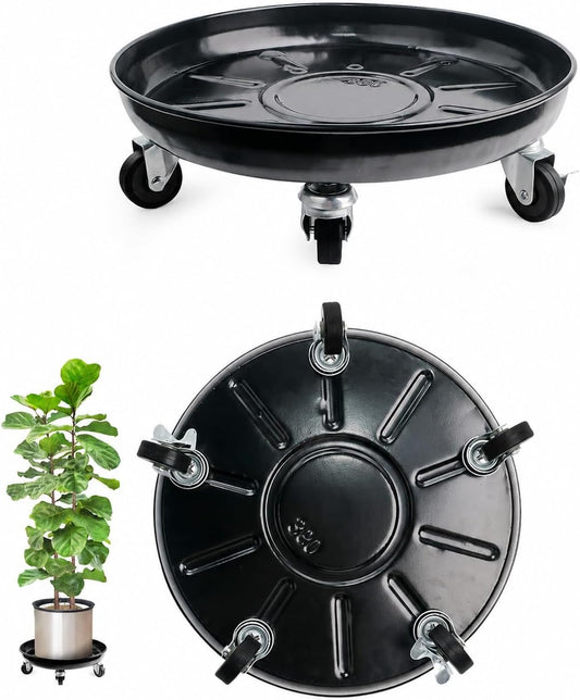 14" Metal Plant Caddy, Outdoor 360° Wheels Rolling Caddy, 3-Pack Black