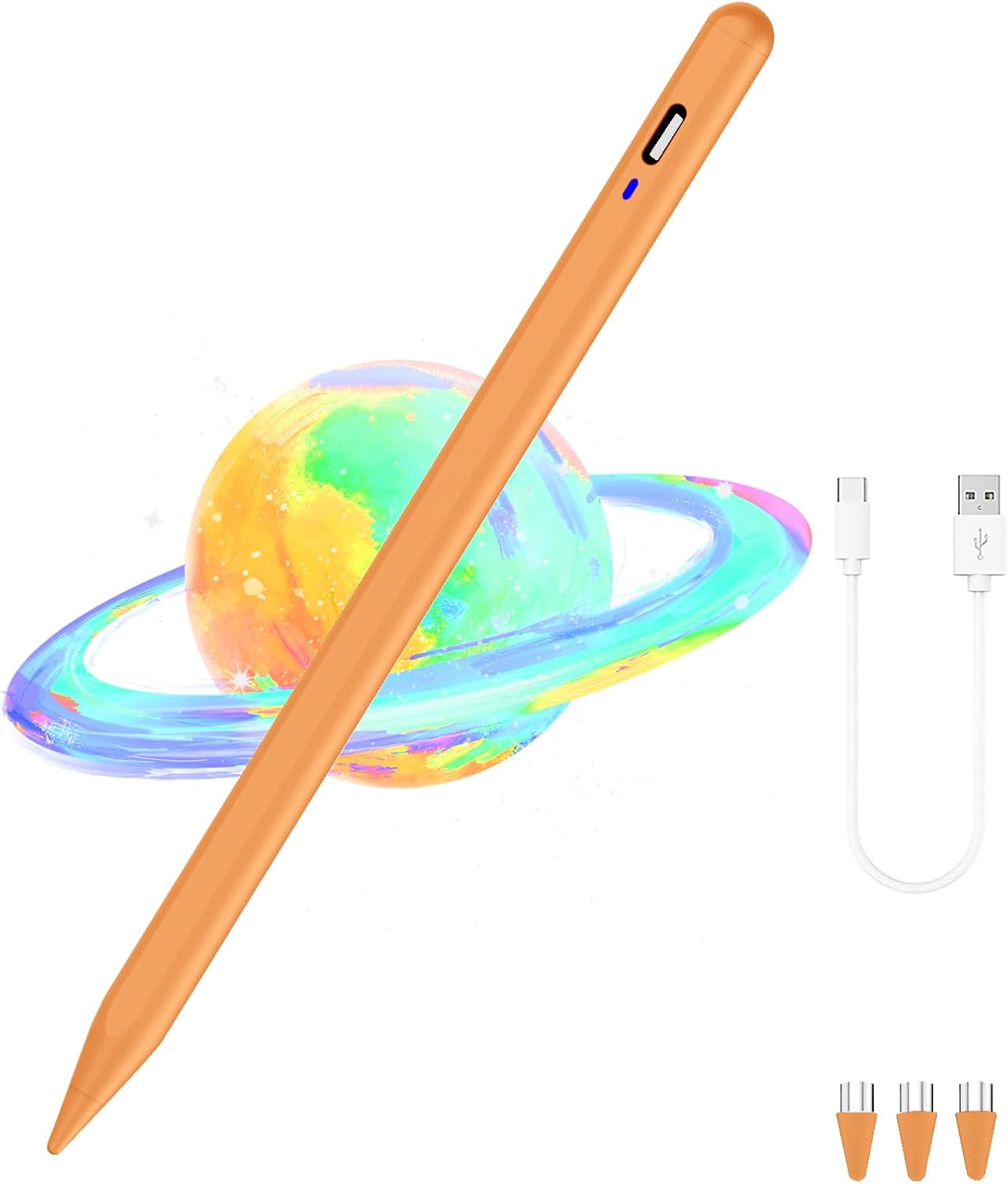 Stylus Pen for Android Tablet,Tablet Pencil for iOS/Android,Rechargeable Active Stylus Pen for iPhone/Samsung/XiaoMi/Huawei/Vivo/Lenovo and Other Android Smartphones and Tablets-Orange