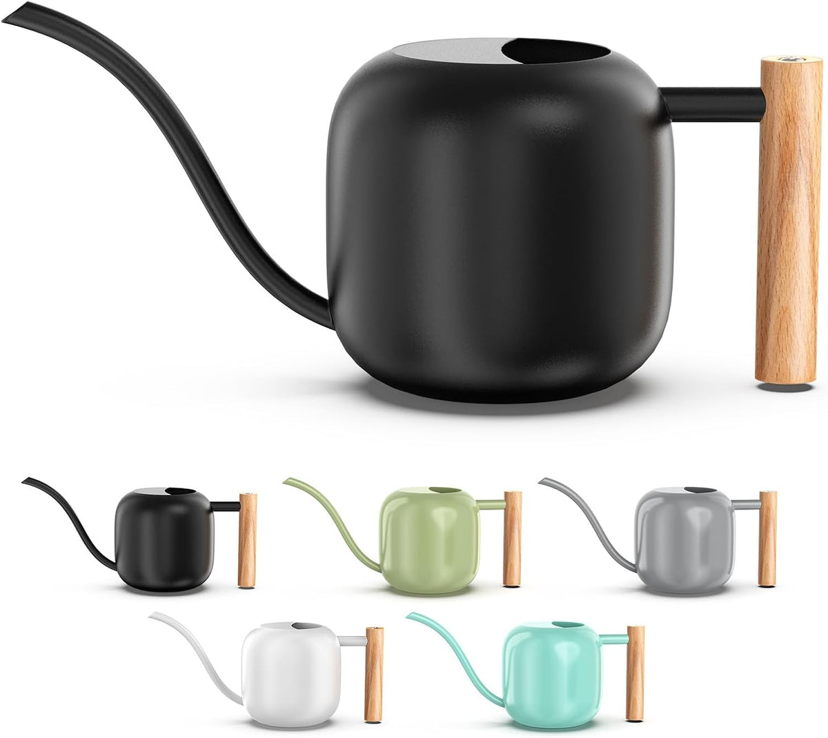 Green Moon 1.2L/41oz Metal Metal Watering Can with Long Spout, Black