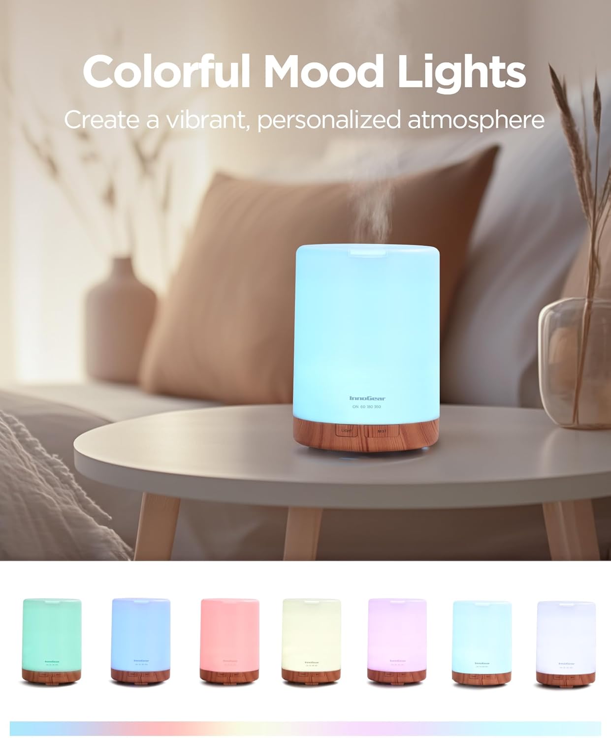 InnoGear 300ML Essential Oil Diffuser, Premium 5-in-1 Ultrasonic Aromatherapy Diffusers Mother's Gift Scent Humidifier Aroma Diffuser Vaporizer Auto-Off Timer for Room Office Home, Yellow, Medium