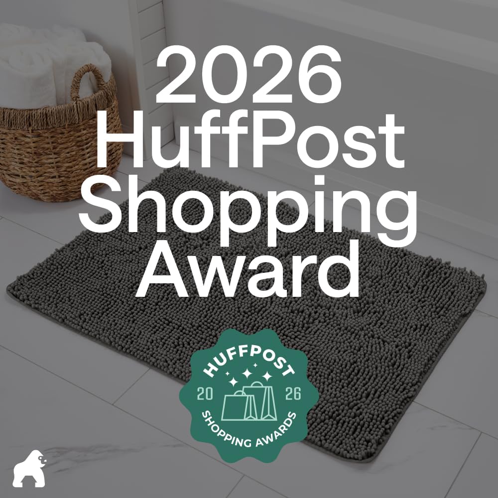 GORILLA GRIP Bath Rug Mat, Thick Soft Absorbent Chenille, Quick Dry Microfiber Mats, Rubber Backing Washable Shower Floor Rugs, US Designed Bathroom Bathmat Home Decor Accessories, 24x17, Charcoal