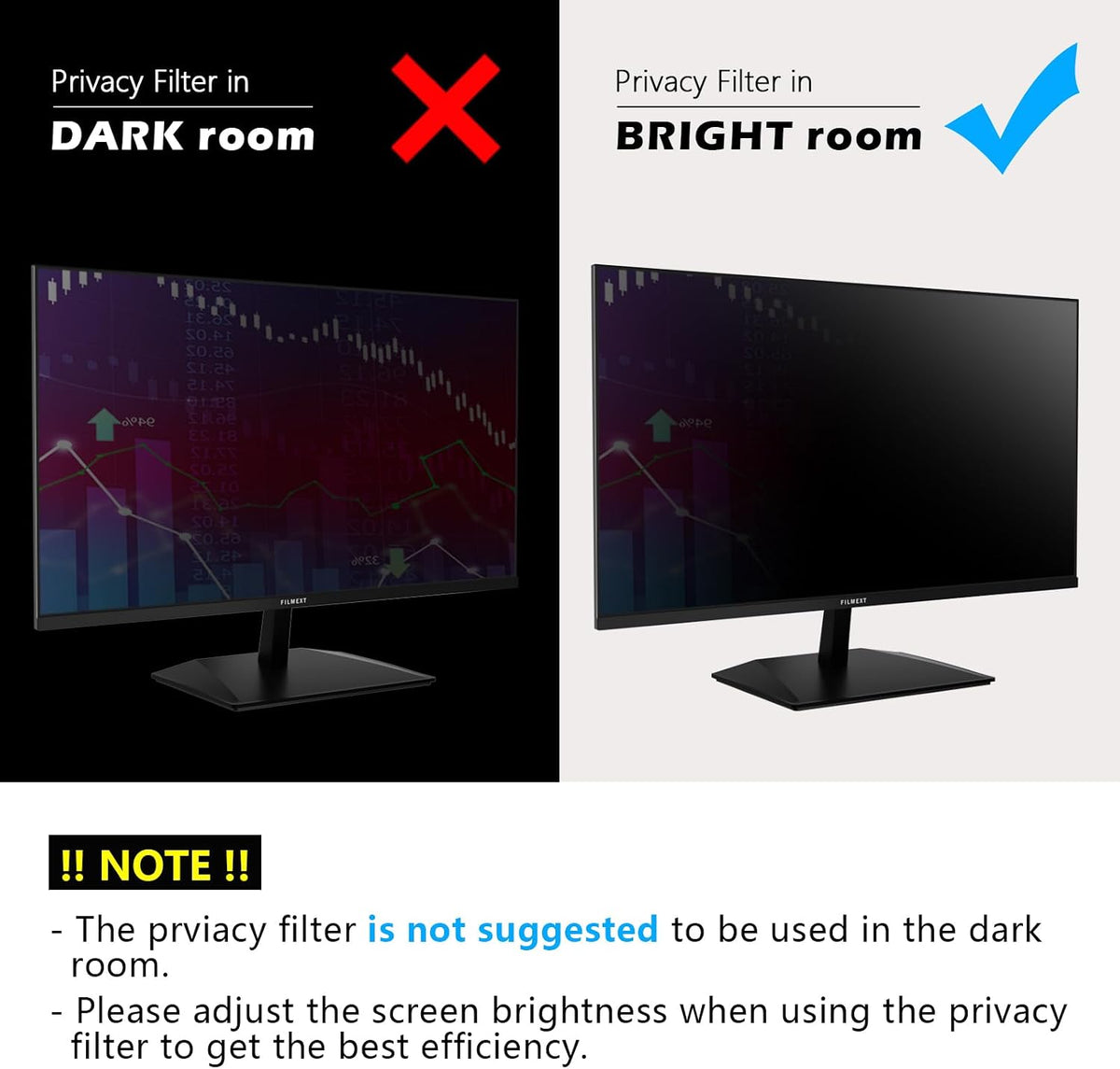 FILMEXT 2026 Upgrade 23 Inch Computer Privacy Screen Filter