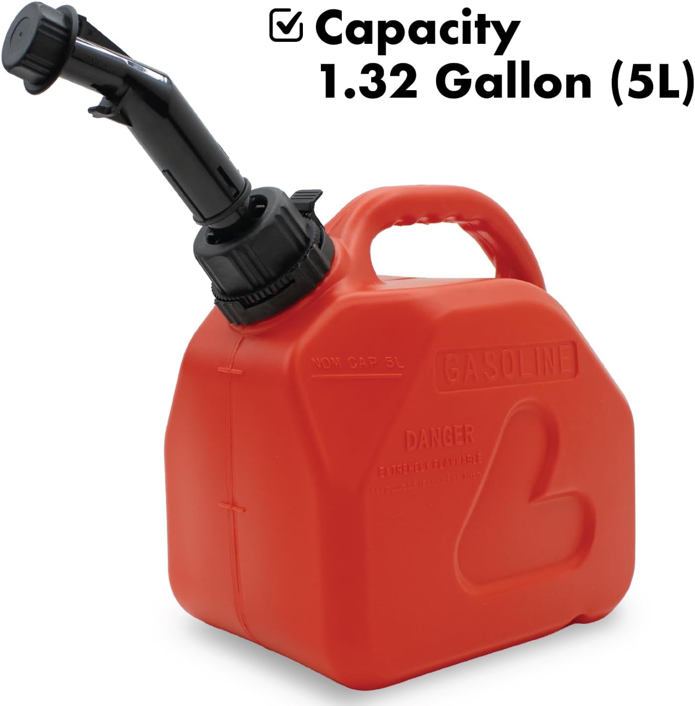 LAUCO Portable Fuel Tank, Gas Container, 1.5 Gallon Gas & Diesel Container with Transfer Hose and Nozzle, Mobile Fuel Storage for Boats, Docks, Farm, Shop & Garage 87252