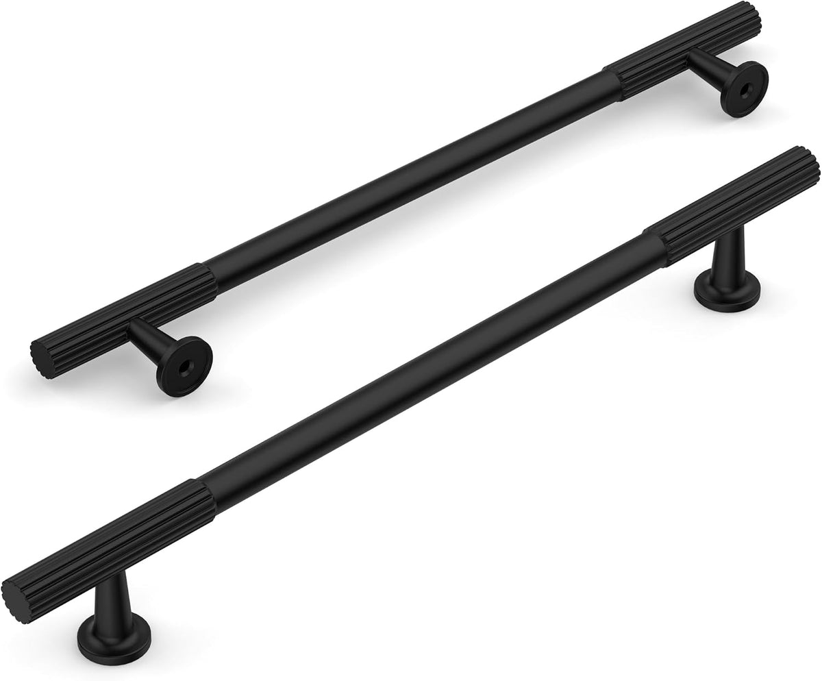 Amerdeco 10 Pack Matte Black Cabinet Pulls 7.5 Inch(192MM) Hole Centers Kitchen Cabinet Handles Hardware Kitchen Handles for Cabinets Cupboard Handles Drawer Pulls ZH0071