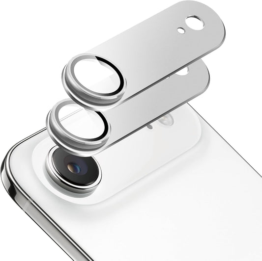2 Pack Camera Lens Protector for iPhone 17 Air,[Not Easy to Breakn ] AR Tempered Glass Strong Adsorption Metal Camera Cover Screen-Silvery