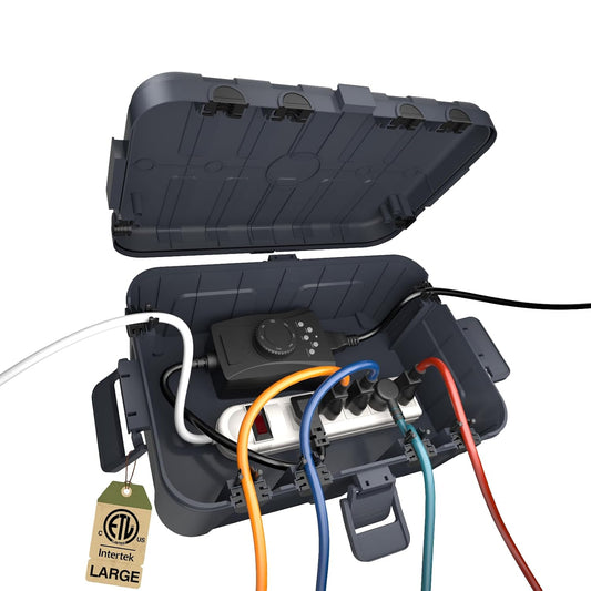 Flemoon Large Outdoor Electrical Box Waterproof, for Outdoor Plug | 12.5x8.5x5inch, IP54 Extension Cord Cover Weatherproof, Protect Outlet, Socket, Power Strip, Holiday Light Decoration, Gray