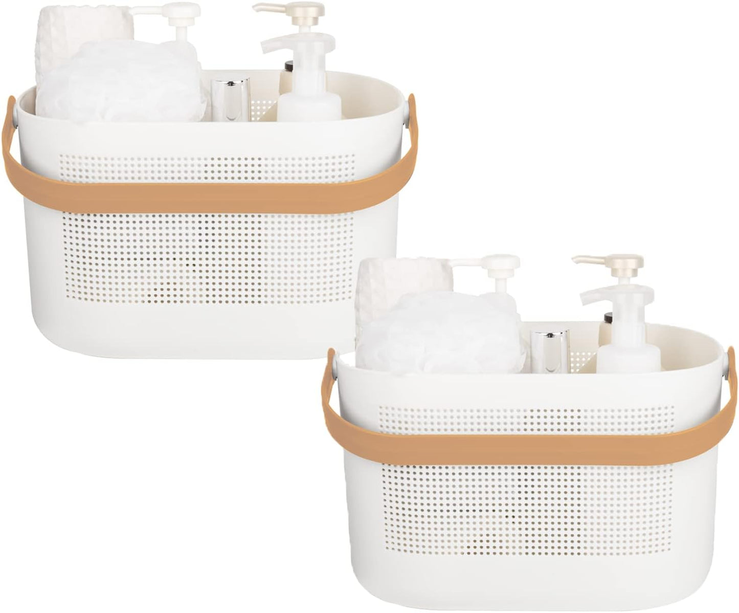 UUJOLY Plastic Storage Baskets with Handles, Shower Caddy Shelf Organizers Basket for Bathroom, Kitchen, Dorm Room, Black