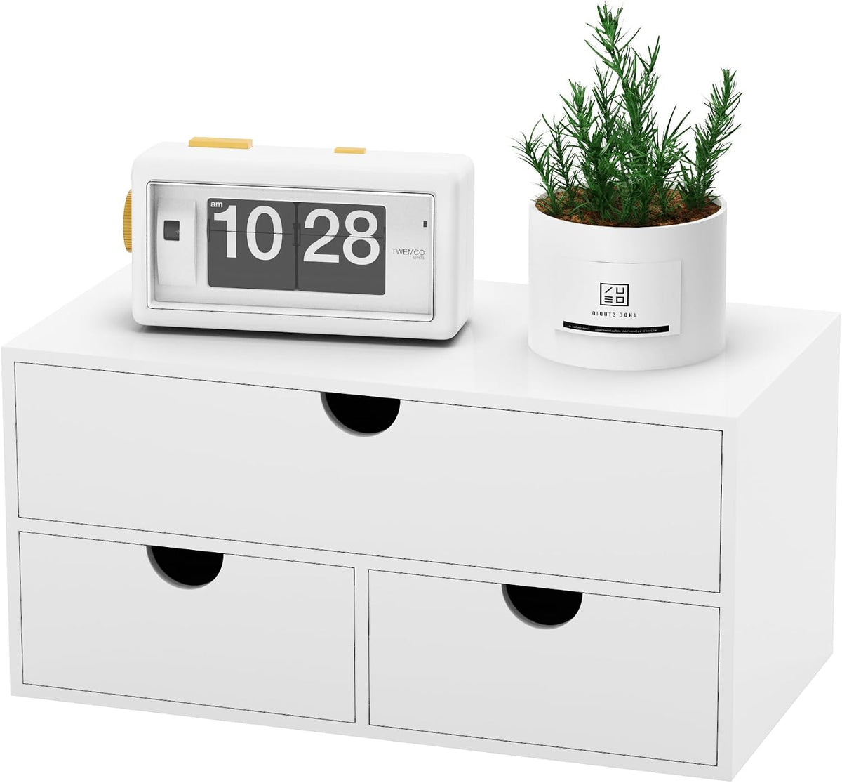 Bamboo Desk Organizer with Drawers Desktop Storage Drawers for Bills Office Supplies Kitchen Utensils Organizing Tool for Home Classroom Organization No Assembly (White)