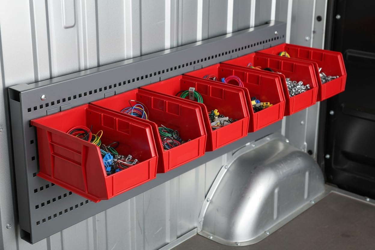 HE HUDSON EXCHANGE 9.5" x 6" x 5" Plastic Stackable Storage Bin, Red