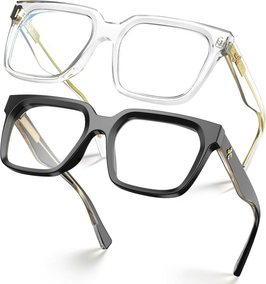 VISOONE Chunky Rectangle Oversized Blue Light Blocking Computer Glasses