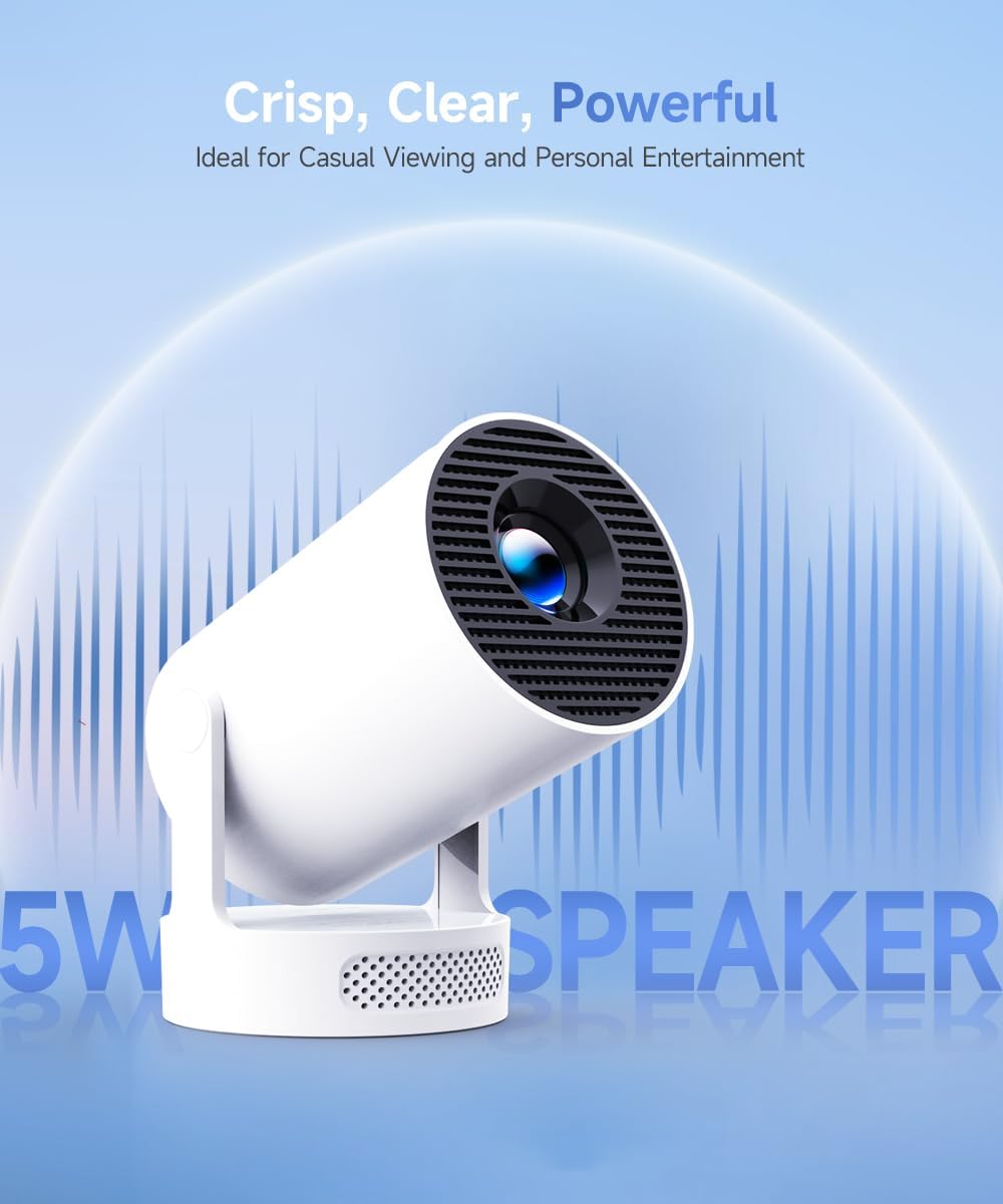 Magcubic Mini Projector with WiFi 6 and Bluetooth 5.4, Portable Projector 4K Support, 5W Soundbase Speaker, Auto Vertical Keystone 180°Rotatable Smart Proyector for Movie Home Outdoor