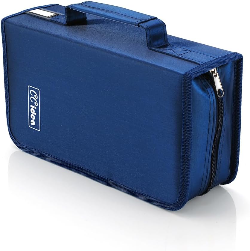 CCidea CD Case DVD Storage Holder, 128 Capacity DVD Cases Organizer CD Plastic Protective Carrying Binder,Portable Cd Wallet for Home Travel (Blue), 128-blue, L11 xW 6 x H3.5 INCH, Beauty Case