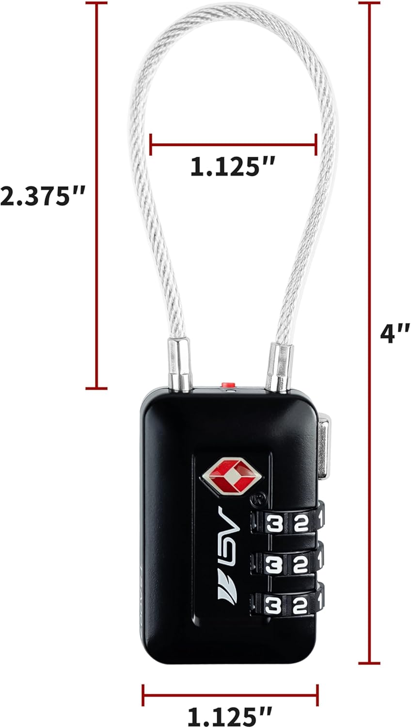 TSA Accepted Luggage Travel Lock, Set-Your-Own Combination Lock for School Gym Locker, Luggage Suitcase Baggage Locks, Filing Cabinets, Toolbox, Case (Black, 2 Pack)