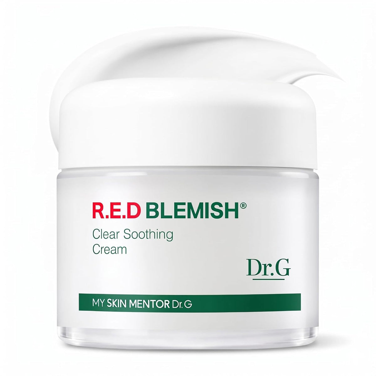 Dr. G R.E.D. Blemish Clear Soothing Cream - Calming Korean Moisturizer for Redness - Soothes Acne & Irritation - With Centella Asiatica - Long-Lasting Hydration - 2.36 fl oz