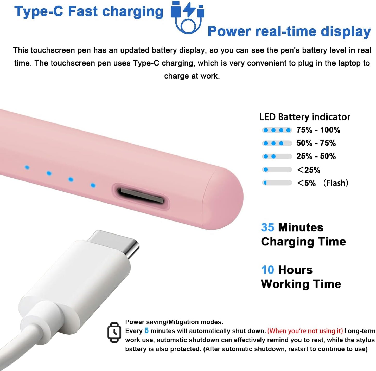 Stylus Pens for Touch Screens Power-Display Tablet Pen POM Tip Magnetic Digital Touch Pen Compatible with iPhone/iPad/Lenovo/and Other iOS/Android Smartphone and Tablet Devices (Gradient Pink)