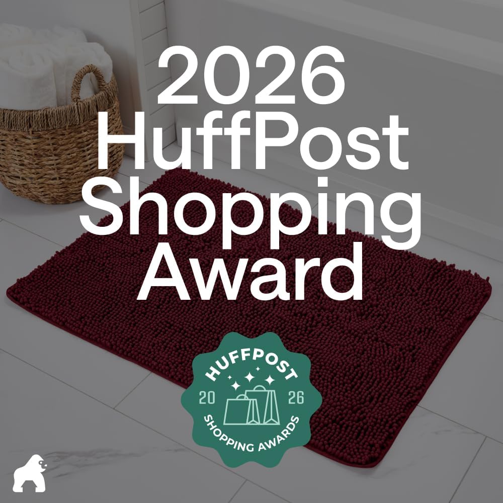 GORILLA GRIP Bath Rug Mat, Thick Soft Absorbent Chenille, Quick Dry Microfiber Mats, Rubber Backing Washable Shower Floor Rugs, US Designed Bathroom Bathmat Home Decor Accessories, 24x17, Burgundy