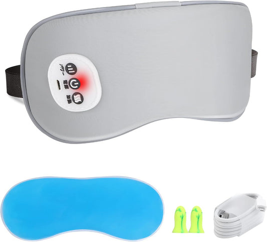 Wireless Heated Eye Massager with Cooling Eye Pad, Vibrating Heating Sleeping Mask for Men Women Kids -USB Charing Heated Eye Mask Electric for Dry Eyes, Relax,Travel