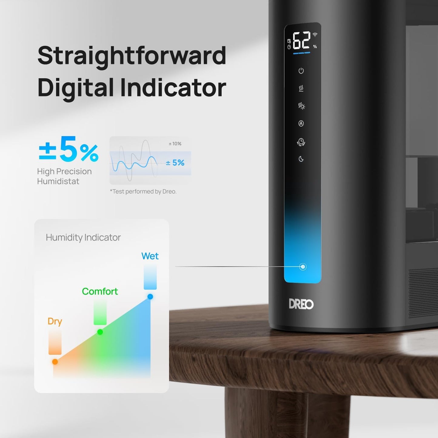DREO 6L Humidifiers for Bedroom, Smart Warm & Cool Mist for Large Room, 60Hr Quiet Runtime for Baby, Plant, Humidity Sensor, Indicator Light, 12H Timer, Google/Alexa, Black