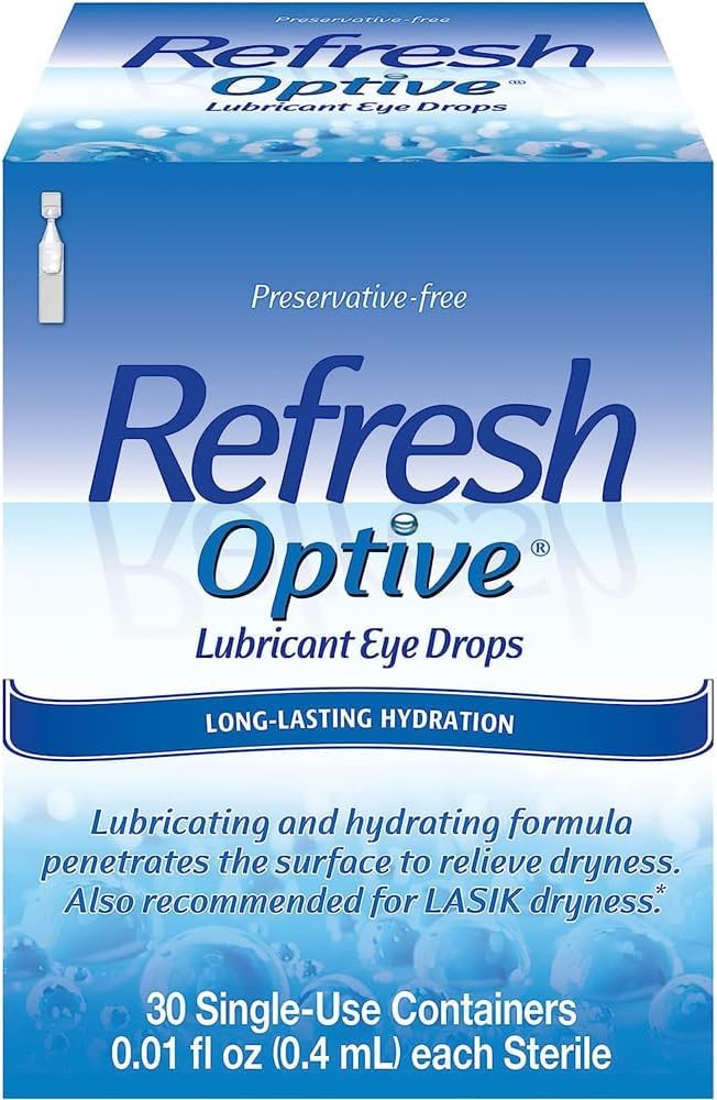 REFRESH OPTIVE Preservative-Free Artificial Tears Lubricant Eye Drops, 0.01 fl oz (0.4 mL), 60 Single-Use Containers