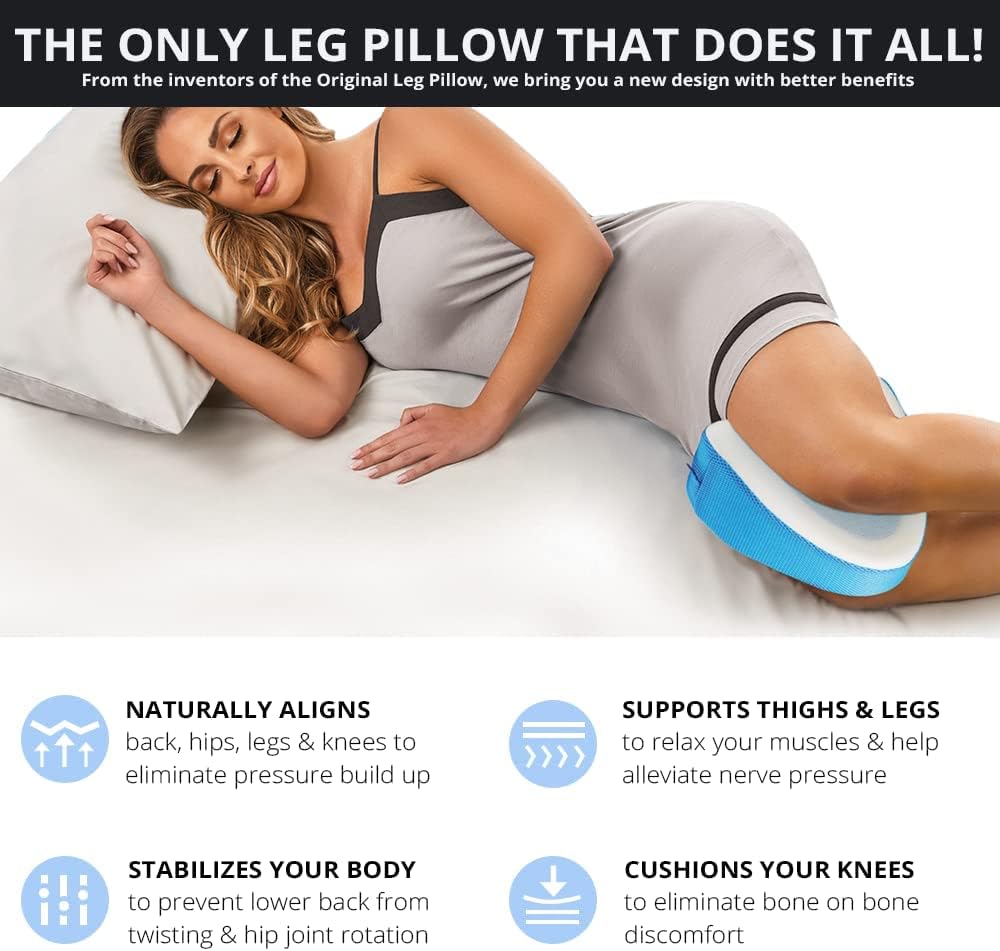 Contour Legacy Cool Leg & Knee Foam Support Pillow for Side Sleepers Soothing Relief for Back, Hips, Knees, Joints, Nerves & Muscles