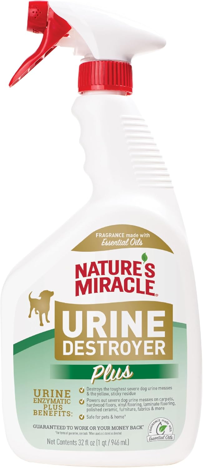 Nature's Miracle Urine Destroyer Plus for Dogs, Enzymatic Formula for Severe Dog Urine Stains, 32 oz