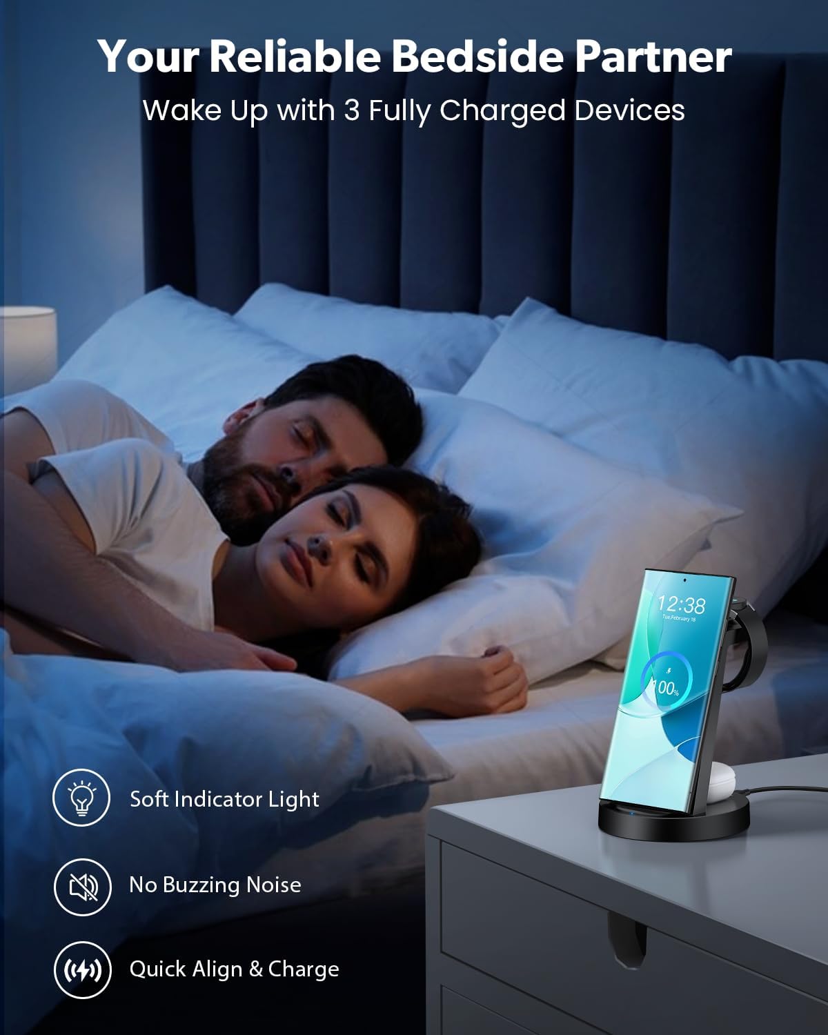 Wireless Charger for Samsung: 3 in 1 Wireless Charging Station for Samsung Galaxy Watch 8 7 6 5 4 3 Pro Classic Galaxy Buds - Charger Dock Stand for S26 S25 S24 Ultra S23 S22 S21 Note Z Fold Android