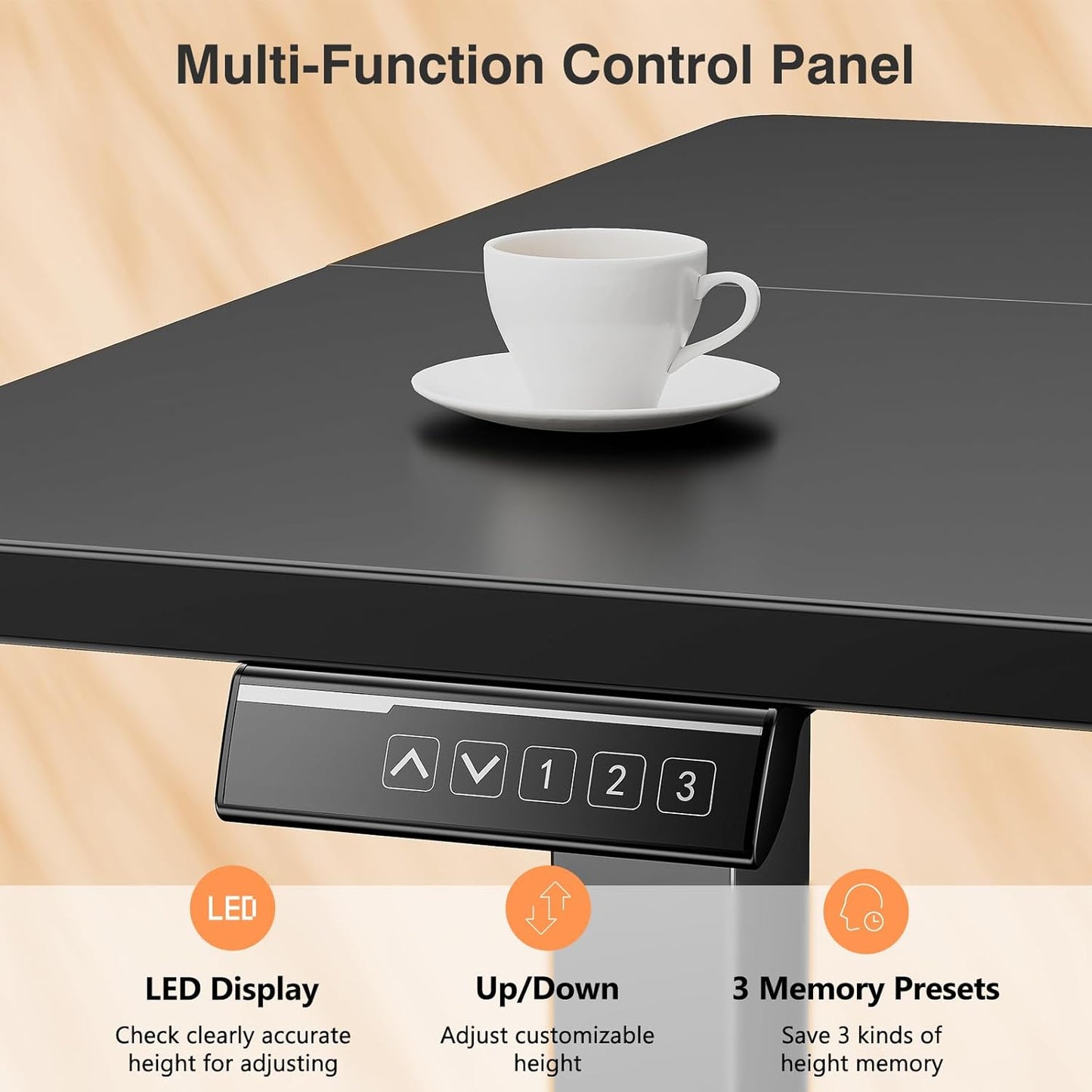 Sweetcrispy Electric Standing Desk Adjustable Height, 40x24 Inch Sit Stand Up Home Office Desks Computer Workstation PC Work Table with 3 Memory Preset Splice Wood Board Metal Frame, Black