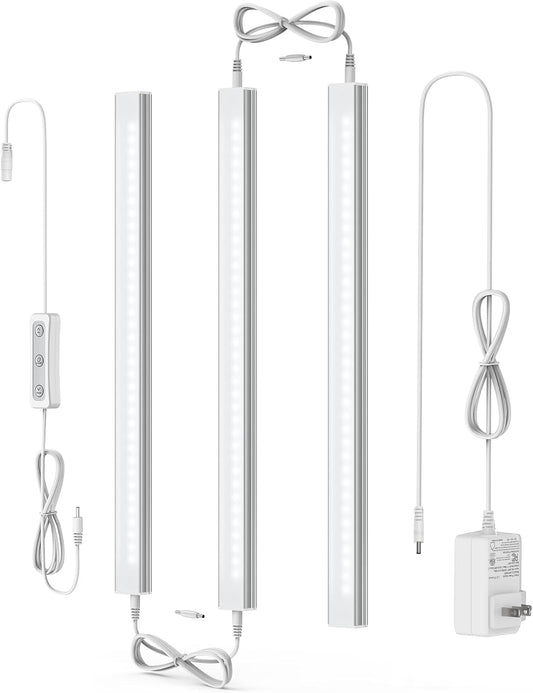 ASOKO Under Cabinet Lighting, 5000K Daylight, for Kitchen, Closet, 3-Pack