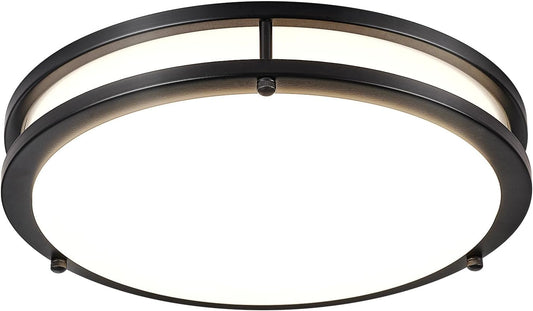 DLLT Flush Mount LED Ceiling Light: 13 Inch 5CCT (3000K-6000K) & Dimmable Ceiling Light Fixtures for Bedroom Hallway - 24W Modern Black Super Bright Kitchen Lighting Fixtures Ceiling
