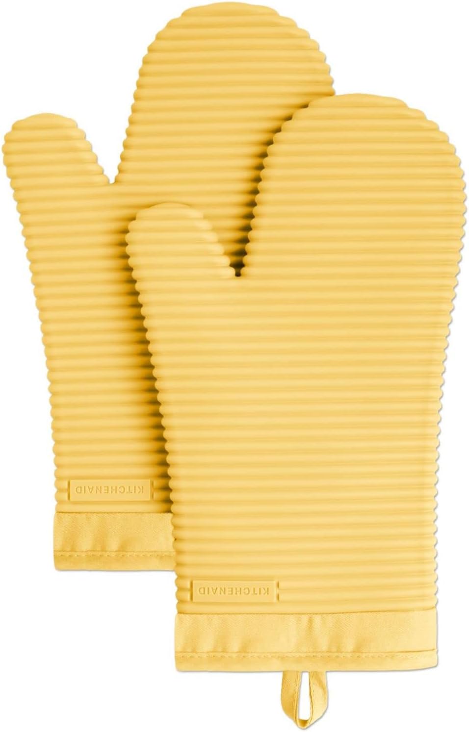 KITCHENAID Ribbed Soft Silicone Oven Mitt 2-Pack Set, 7.5"x13", Blue Velvet