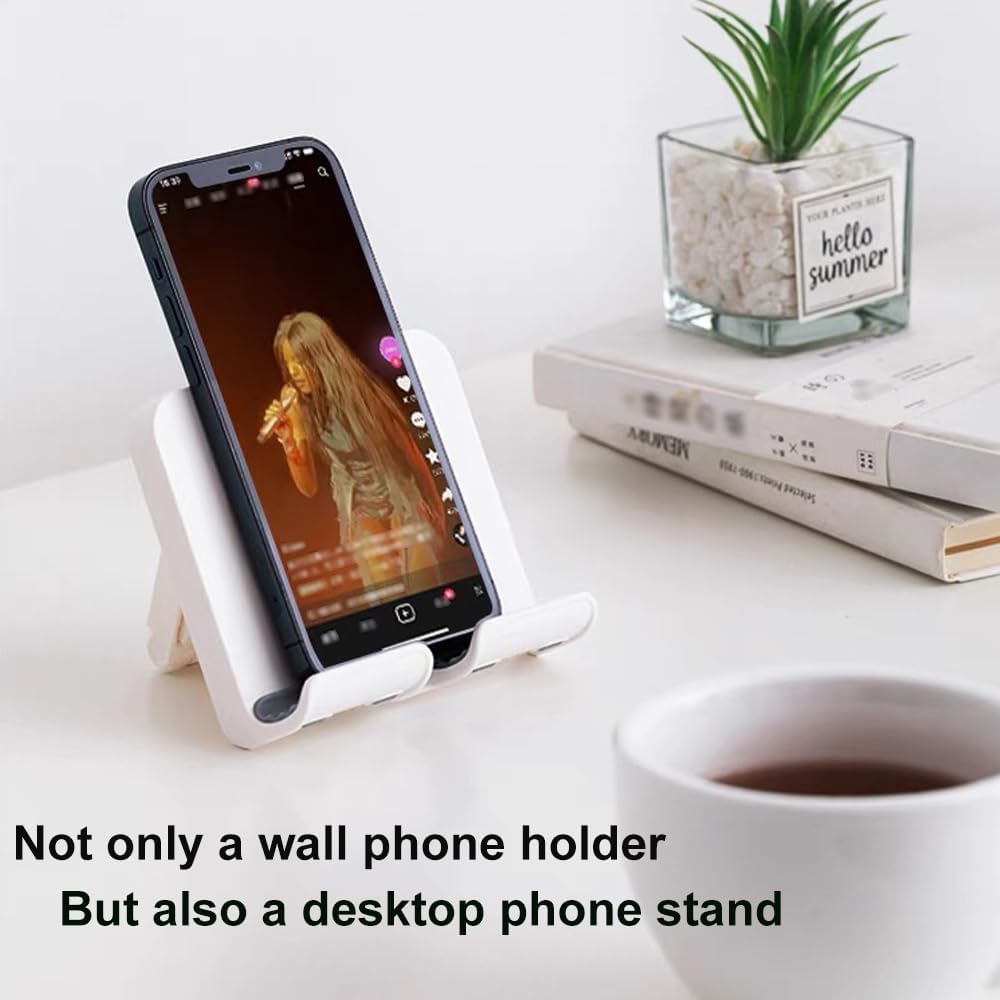 Upgraded Shower Phone Holder Tablet Wall Mount Phone Holder Removable,Self-Adhesive Mobile Cell Phone Tablet Holder for Bed Bathroom Kitchen, Compatible with iPhone Samsung Galaxy Tablet Switch