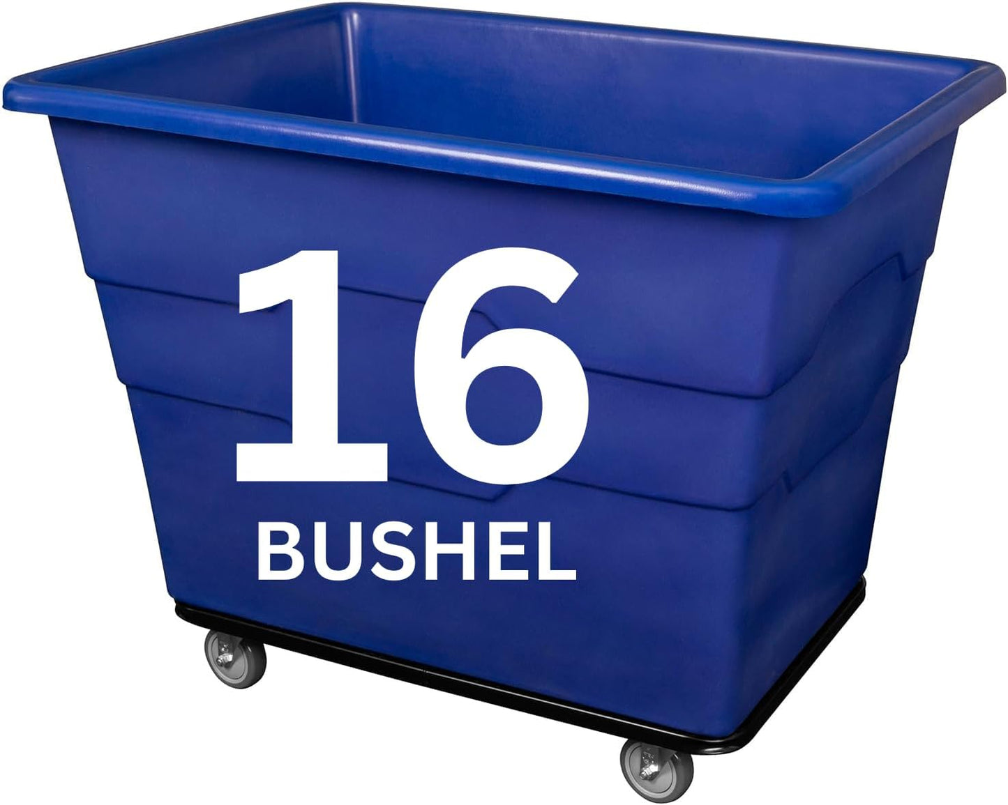 ReadySpace Commercial 16 Bushel Utility Cart with Steel Base, Poly Box Basket Truck, Laundry Cart, and Rolling Trash Bin, 47-Inch x 34.75-Inch x 35.5-Inch, 1000 Pound Weight Capacity, Blue