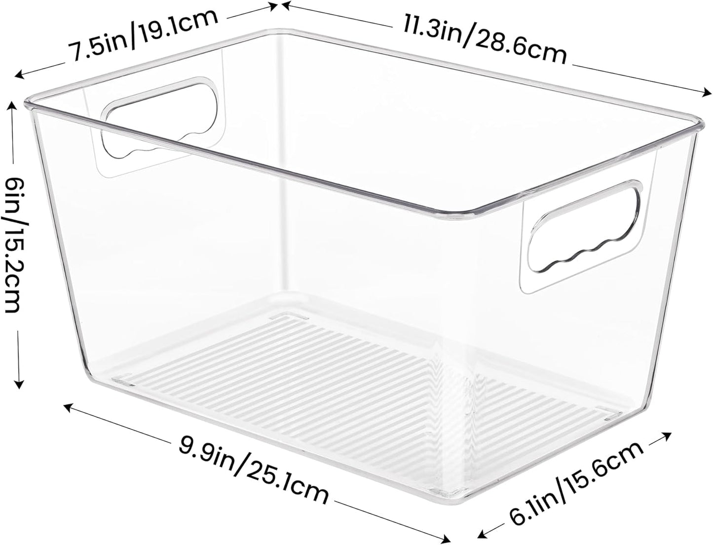 YIHONG 8 Pack Clear Pantry Organizer Bins,Plastic Storage Containers with Handle for Kitchen,Freezer,Cabinet,Closet,Bathroom Under Sink Organization