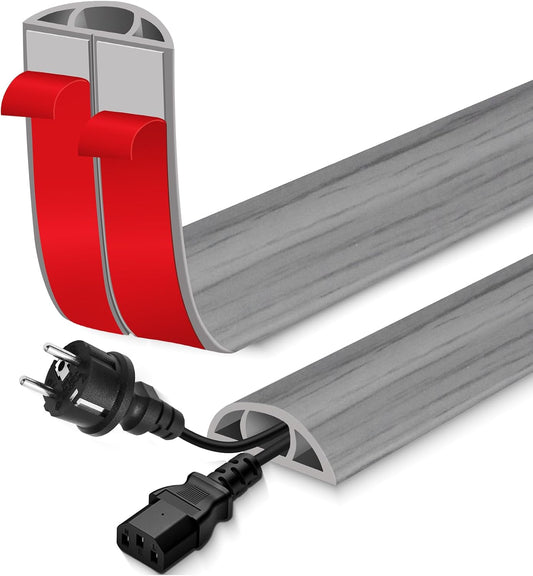 Floor Cord Cover for Wires on Floor Self Adhesive Cord Hider | Floor Cable Cover Floor Wire Covers for Cords Prevent Cable Trips, Cord Cavity W 0.59" x H 0.31", Gray Wood, 20Ft