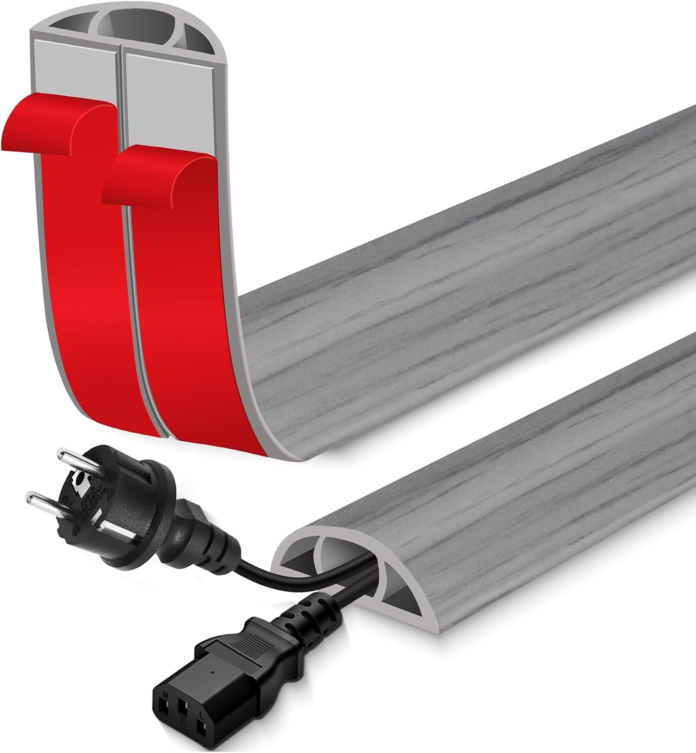 Floor Cord Cover for Wires on Floor Self Adhesive Cord Hider | Floor Cable Cover Floor Wire Covers for Cords Prevent Cable Trips, Cord Cavity W 0.51" x H 0.31", Gray, 10Ft
