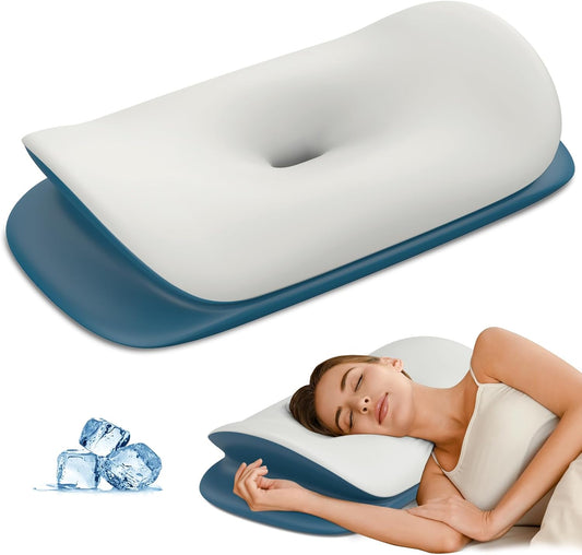 Olumoon Cervical Neck Pillow - Ergonomic Memory Foam Contour Pillows for Side, Back & Stomach Sleepers, Cervical Pillow for Neck Support Sleeping with Breathable Cover