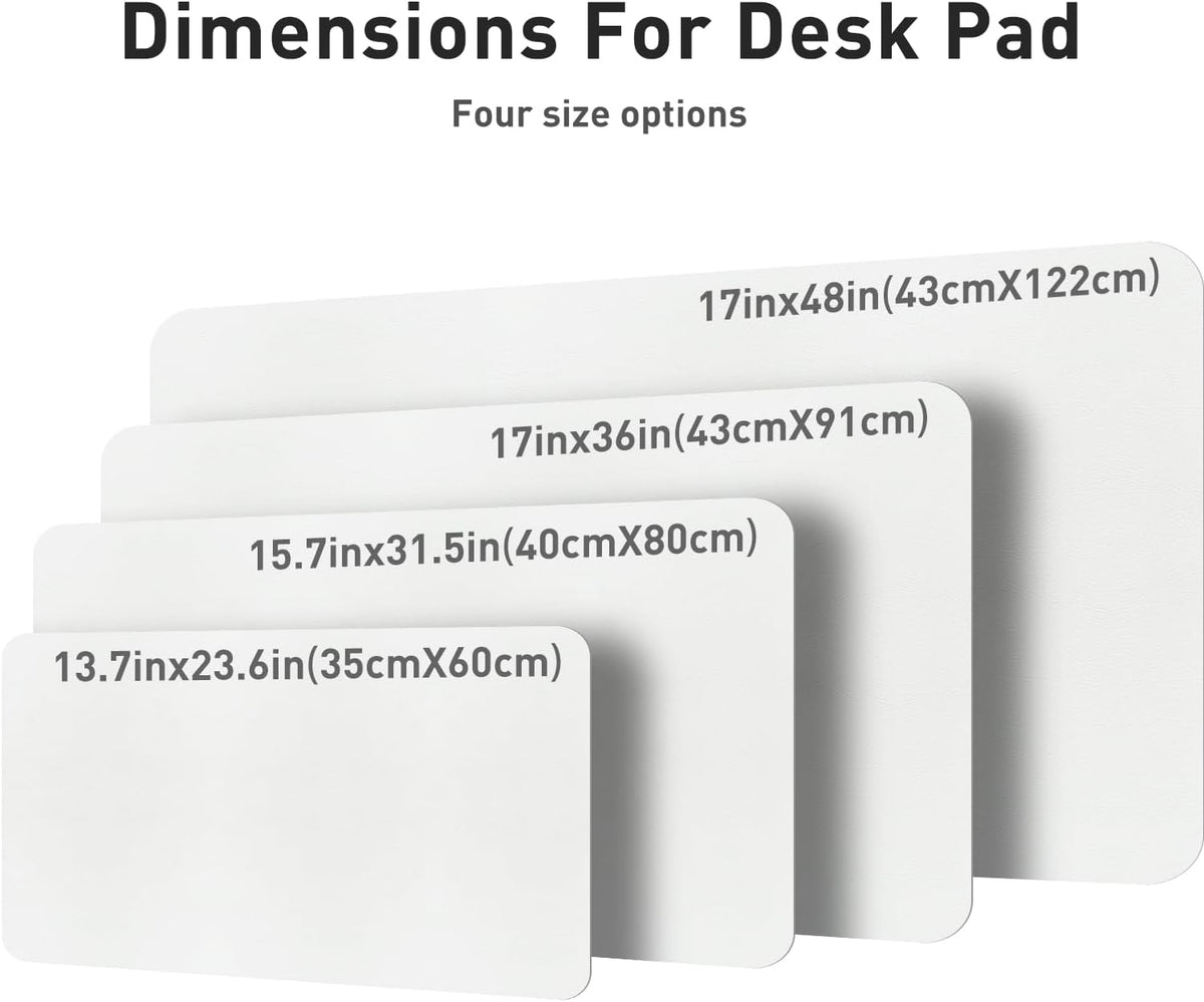 Aothia Leather Desk Pad Protector, Mouse Pad,Office Desk Mat, Non-Slip PU Leather Desk Blotter, Laptop Desk Pad, Waterproof Desk Writing Pad for Office and Home (48"x17", Off-White)