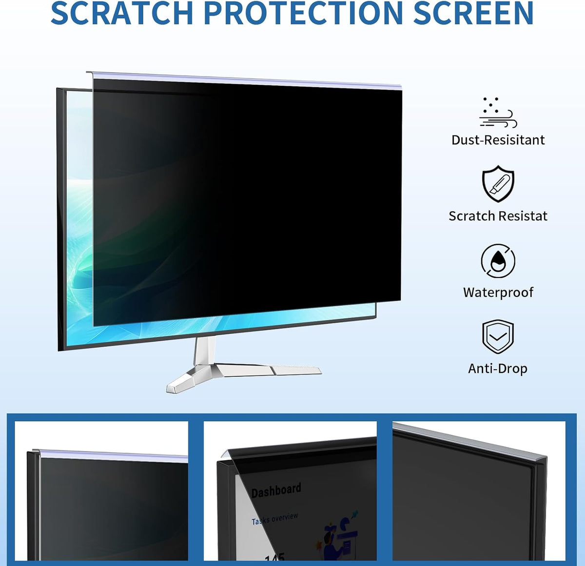 32 Inch Hanging Computer Privacy Screen Filter for 16:9 Monitors