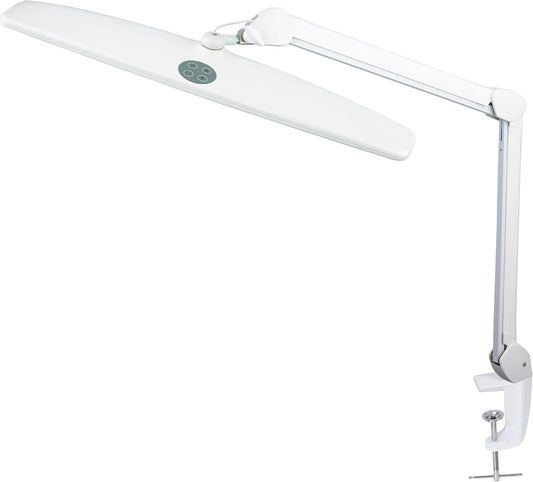 Neatfi Elite HD XL Task Lamp | 22-Inch Wide | 2,260 Lumens | 3 Color Temperature Modes | Non-Polar Dimming Desk Lamp (White-2, CCT with Clamp)