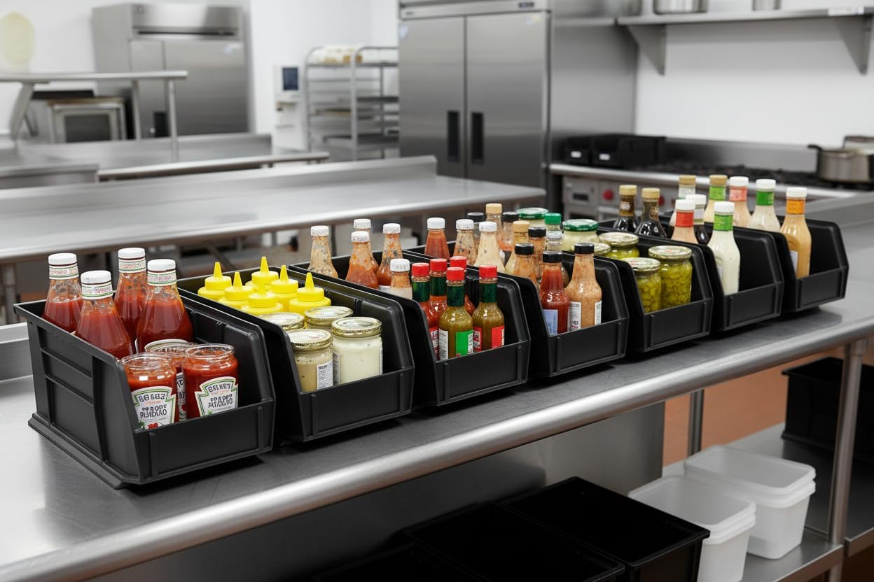 HE HUDSON EXCHANGE 11" x 5.5" x 5" Plastic Stackable Storage Bin, Black