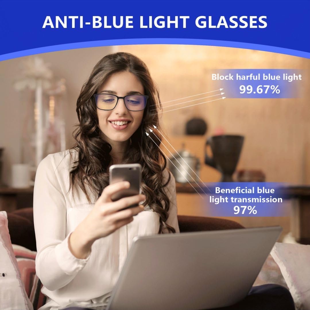BLUEMOKY Blue Light Reading Glasses for Men，Sport Square Frame Readers, Anti Glare Computer Glasses