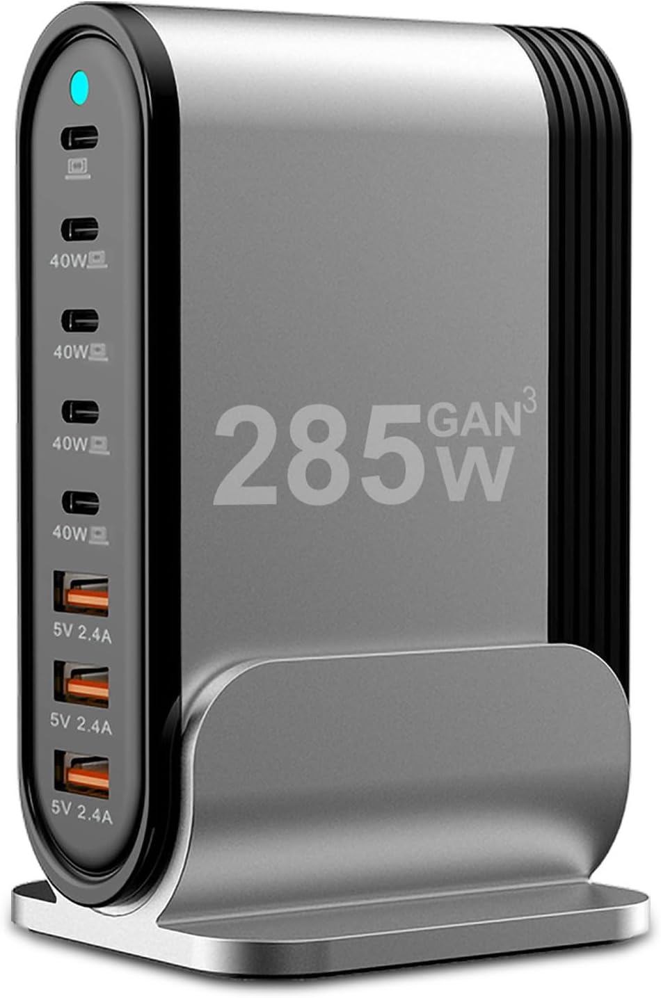 USB C Fast Charger - 285W GaN 8 Port Fast Charging Station Tower Hub for Multiple Devices: Type C Fast Charger Block for MacBook iPad iPhone 17/16/15/14/13 Pro Max Samsung Galaxy, Google Pixel & More