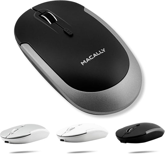 Macally Wireless Bluetooth Mouse for Mac, MacBook Pro/Air, iPad, Laptop, and PC - Quiet Click and Comfortable Apple Wireless Mouse - Rechargeable - Space Gray