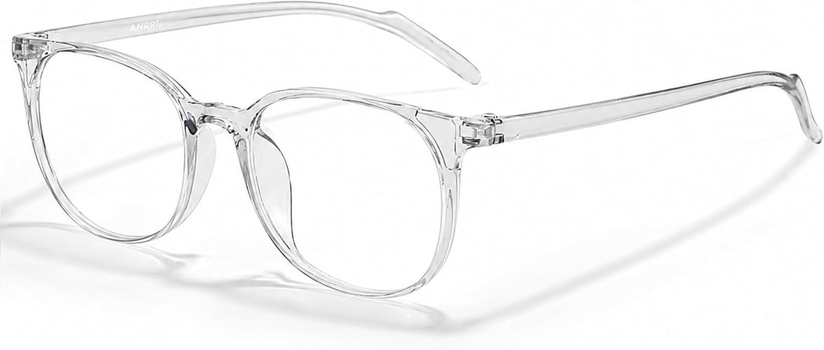 ANRRI Blue Light Blocking Glasses Round Lightweight Eyeglasses Frame Filter Blue Light Computer Game Glasses Grey Frame for Men and Women