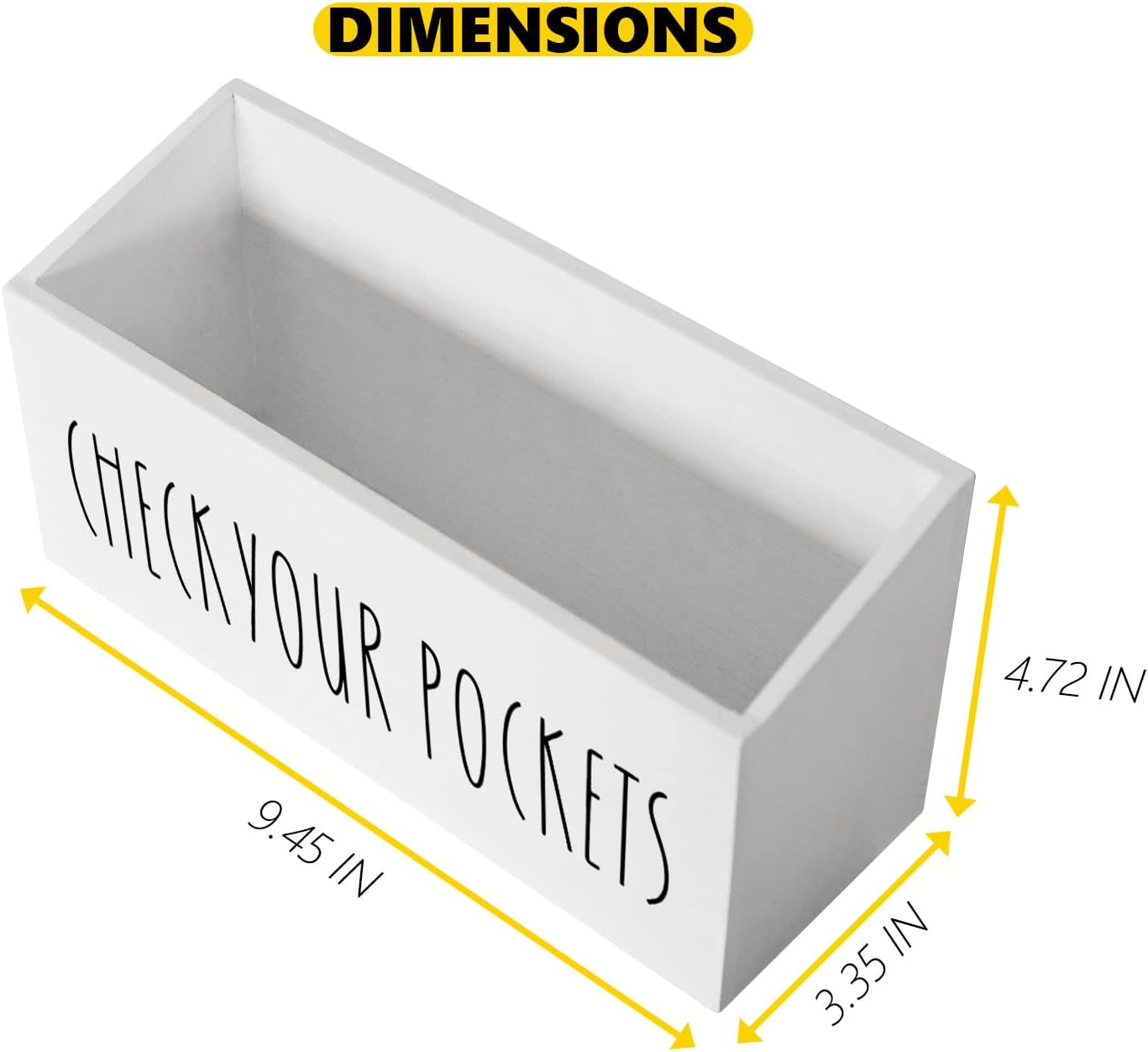 Pocket Treasures Holder, Laundry Room Organization, Magnetic Laundry Money Coin Caddy, Farmhouse Check Your Pockets Sign Bin Box Wall Mount, Laundry Storage Organizer Decor Container (White)