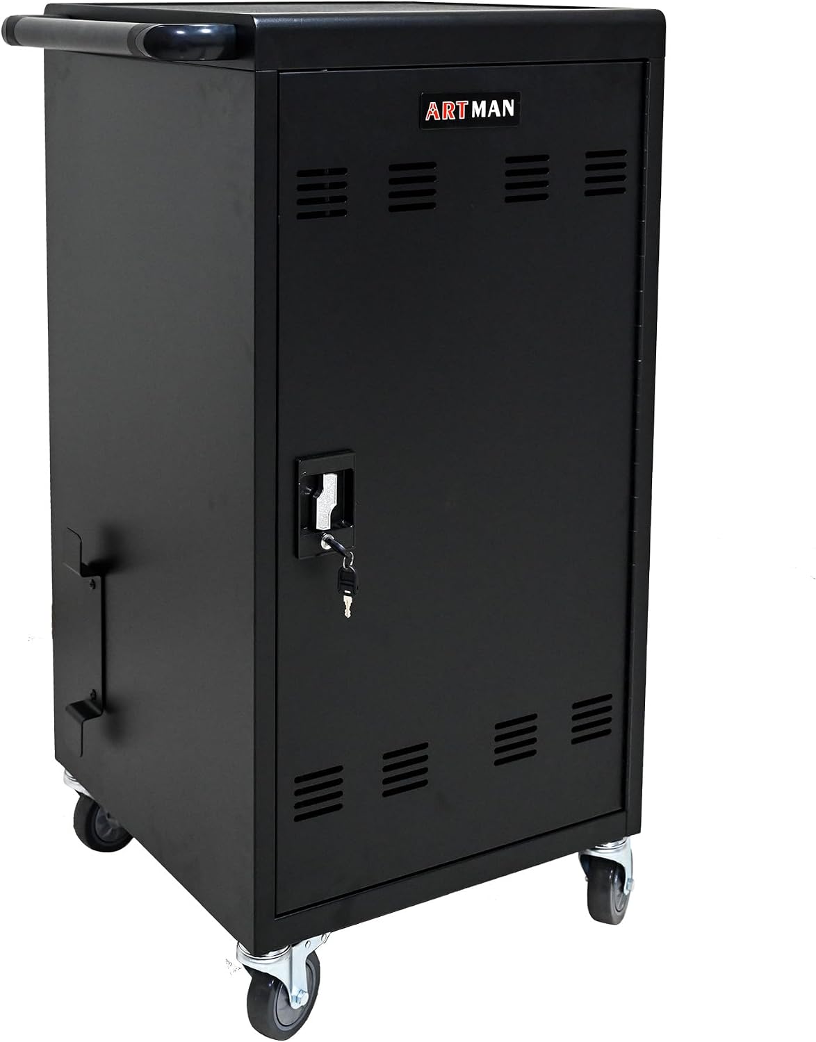 45-Device Mobile Charging Cart Up to 16.3" Locks Black | with Charging Power Strip Front & Rear Locks Cable Management Safe Charging Cabinet for Ipads, Chromebooks, Tablets, Laptops